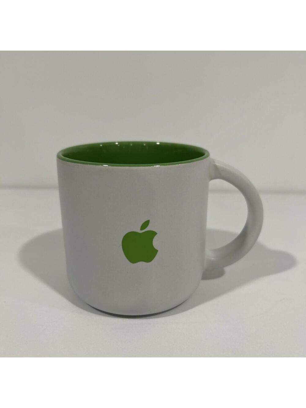 Y2K Vintage Apple Computer Employee Logo Coffee Mug WHITE/GREEN